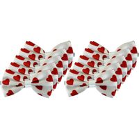10x Witte vlinderstrikjes met rode hartjes 13 cm voor dames/heren   - - thumbnail