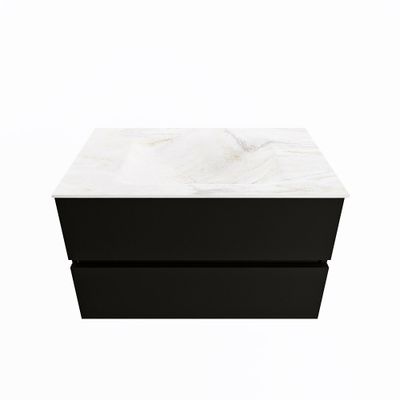 MONDIAZ VICA-DLUX 80cm badmeubel onderkast Urban 2 lades. Inbouw wastafel CLOUD midden 1 kraangat, kleur Ostra.