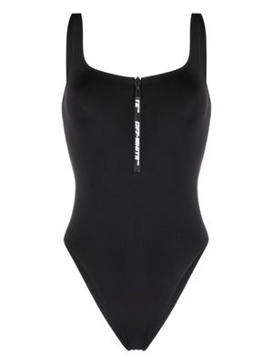 Off-White maillot de bain zippé à logo imprimé - Noir
