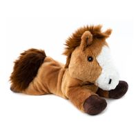 Warmte/magnetron opwarm knuffel - Paard - bruin - 35 cm - pittenzak - thumbnail