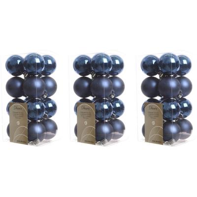 Decoris kleine kerstballen - 48x st - donkerblauw - 4 cm - kunststof - onbreekbare kerstballen