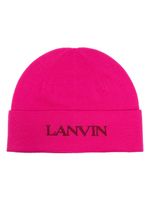 Lanvin bonnet en laine à logo brodé - Rose - thumbnail