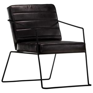 Fauteuil echt leer zwart