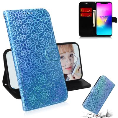 Voor LG W10 effen kleur kleurrijke magnetische Buckle horizontale Flip PU lederen draagtas met houder & kaartsleuven & portemonnee & Lanyard (blauw)