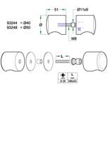 Knoppaar glasdeur STAR ø50mm rvs mat