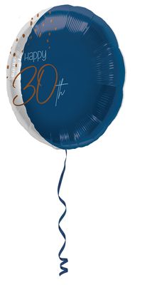 Folieballon Elegant True Blue 30 Jaar - 45cm
