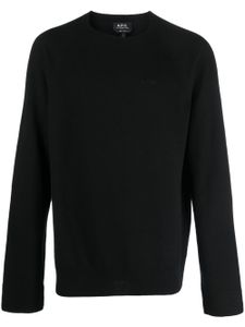 A.P.C. pull en laine vierge à logo brodé - Noir