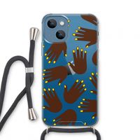 Hands dark: iPhone 13 mini Transparant Hoesje met koord