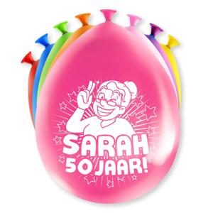 Sarah/50 jaar feest ballonnen - 8x stuks - diverse kleuren - latex - ca 30 cm