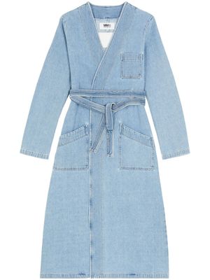 MM6 Maison Margiela trench à design sans col - Bleu