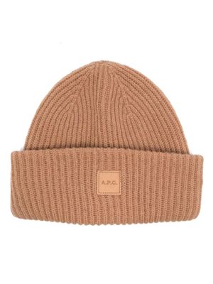 A.P.C. bonnet Michelle à patch logo - Marron