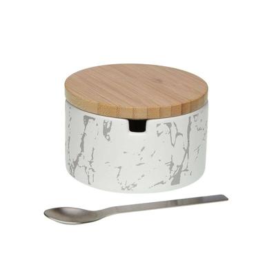 Suikerpot Versa Keramisch Bamboe Staal Dolomite 12 x 6,5 x 10 cm