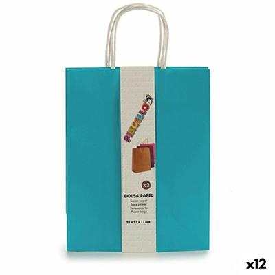 Set tassen Papier Blauw 11 x 36 x 21 cm (12 Stuks)