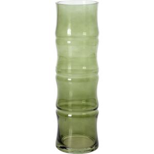 Vaas Lichtgroen - glas - Bamboe vorm- 9 x 31 cm - Bloemenvaas