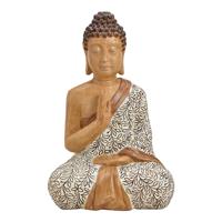 Buddha zittend van poly beige (B/H/D) 32x25x48cm