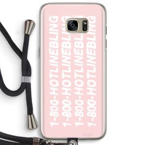 Hotline bling pink: Samsung Galaxy S7 Edge Transparant Hoesje met koord