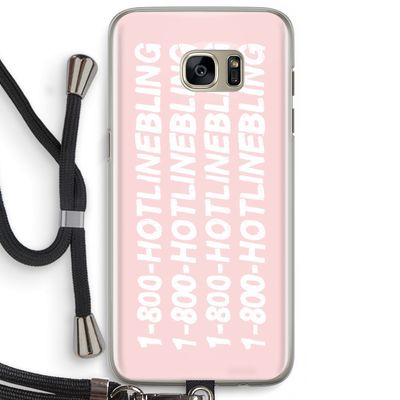 Hotline bling pink: Samsung Galaxy S7 Edge Transparant Hoesje met koord