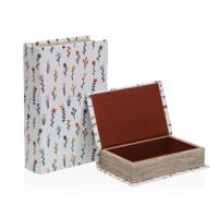 Decoratieve Doos Versa Blume Canvas Hout MDF Boek