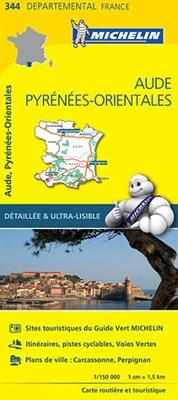 Wegenkaart - landkaart 344 Aude - Pyrenees Orientales | Michelin Wegenkaart - landkaart 344 Aude - Pyrenees Orientales | Michelin
