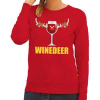 Foute kersttrui/sweater - wijn - Winedeer - rood - voor dames - thumbnail