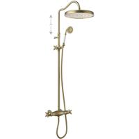 Regendouche set Tres Clasic | Opbouw | Thermostaatkraan | 2-weg | Vintage | Messing mat