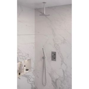 Inbouw Regendouche Set Brauer Brushed Edition Plafond Uitloop Ronde Hoofddouche 20 cm RVS Look Brauer