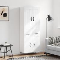 Hoge kast 69,5x34x180 cm bewerkt hout wit