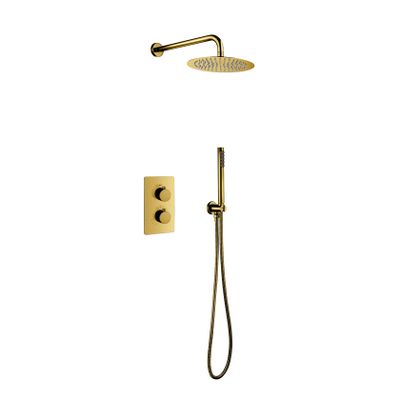 Creavit Aloni inbouw regendoucheset thermostatisch 2 weg geborsteld goud