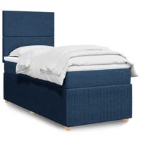 Boxspring met matras stof blauw 90x200 cm