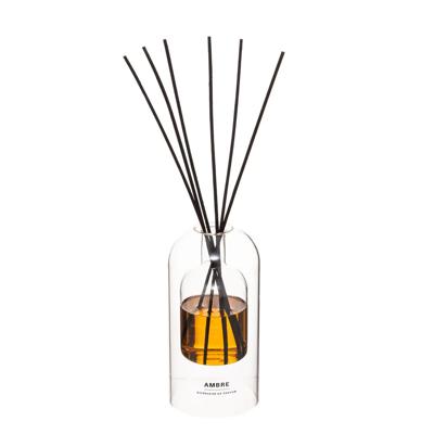 Geurstokjes in luxe glazen houder - Amber - 150 ml - geurverspreider - interieurparfum