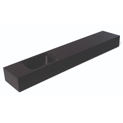 Fontein Luca Sanitair Lea 120x22x12 cm Solid Surface Links Zonder Kraangat Mat Antraciet Luca Sanitair
