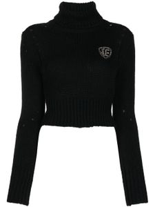 Ermanno Scervino pull crop à effet usé - Noir