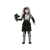 Halloween Skelet bruidsjurk verkleedkleding voor meisjes - zwart - compleet