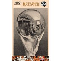 Puzzelman Hand met Spiegelende Bol - M.C. Escher (1000) - thumbnail