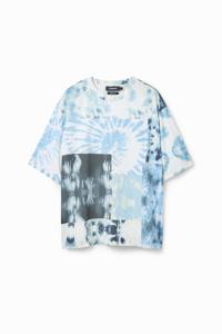 T-shirt met patch en tie-dye - BLUE - M