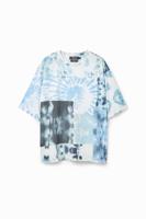 T-shirt met patch en tie-dye - BLUE - M