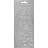 Creativ Company Stickers, hyvaa ystävänpäivää, vel 10x23 cm, zilver, 1 vel