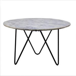 Giga Meubel - Eettafel Marmer Wit - Rond - Zwart Ijzer - Coco