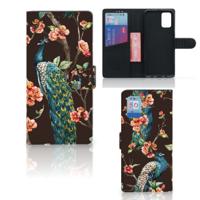 Samsung Galaxy A02s | M02s | Telefoonhoesje | Met pasjeshouder | Pauw met Bloemen