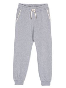 Chloé Kids pantalon de jogging bordé de dentelle - Gris