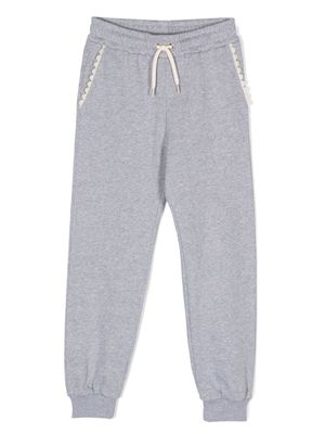 Chloé Kids pantalon de jogging bordé de dentelle - Gris