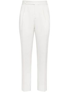 Brunello Cucinelli pantalon en soie à coupe droite - Blanc