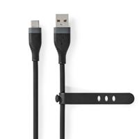 Nedis USB-Kabel | USB 2.0 | USB-A Male | USB-C Male | 15 W | 480 Mbps | Vernikkeld | 1.50 m | Rond | Silicone | Zwart | Doos - CCGB60800BK15