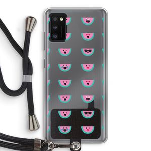 Smiley watermeloenprint: Samsung Galaxy A41 Transparant Hoesje met koord