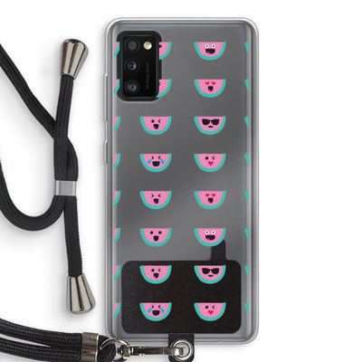 Smiley watermeloenprint: Samsung Galaxy A41 Transparant Hoesje met koord