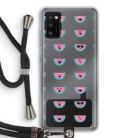 Smiley watermeloenprint: Samsung Galaxy A41 Transparant Hoesje met koord