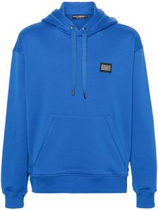 Dolce & Gabbana hoodie en coton à plaque logo - Bleu