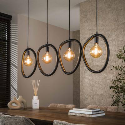LifestyleFurn Organische Hanglamp 'Joelle' 4-lamps, Artic Black finish