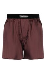 TOM FORD boxer en soie à taille à logo - Marron