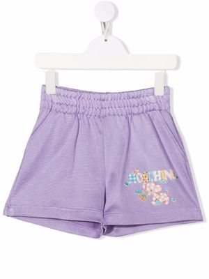 Moschino Kids short à logo imprimé - Violet